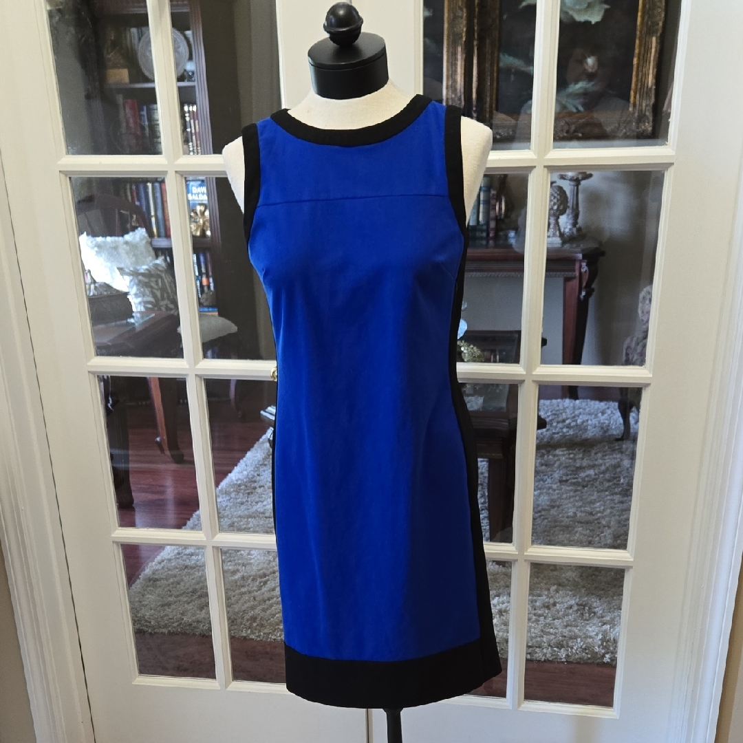 Ralph Lauren Blue Black Sleeveless Sheath Dress